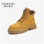 KOMANIC 柯玛妮克 真皮女鞋2022年秋季最新款时尚牛皮百搭潮流酷酷马丁靴女