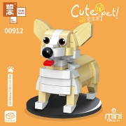 哲高 积木拼装柯基柴犬MINI摆件动物萌宠物狗狗系列创意摆件男孩女孩生日礼物 00912-柯基犬-176PCS