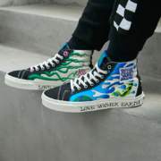 【双11】Vans范斯官方 Style 238 保护地球鸳鸯配色涂鸦帆布鞋