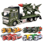 凌速 合金车仿真模型玩具车 1:48回力军事工程车 运输垃圾车搅拌汽车警车挖掘机消防车 火箭运输车 混凝土搅拌车6608-3