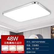 金幻 led客厅灯具套餐吸顶灯长方形现代简约卧室书房灯饰 白银系列 65*43CM三色温48W
