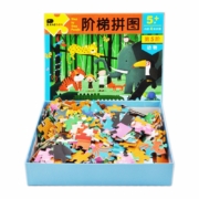 BANGSON 宝宝阶梯拼图1-5岁儿童男孩玩具女孩生日礼物拼图进阶逻辑思维玩具 【内含4张】 5阶-动物