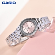 卡西欧（CASIO）女表 全身不锈钢闪耀表圈时尚粉色商务防水石英手表 LTP-1391D-4A