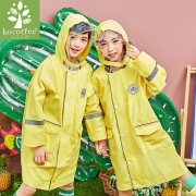 kocotree儿童雨衣女童加厚带书包位防水男童小孩小学生雨衣幼儿园宝宝雨披 黄色 S