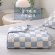 多喜爱(Dohia) 夏被 空调被 可水洗夏薄被薄被子被芯 棋盘格天空蓝水洗夏薄被 1.5米床  被芯203*229cm