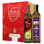 阿格利司（AGRIC）特级初榨橄榄油500ml+冷榨亚麻籽油500ml礼盒装佳节好礼 健康组合食用油