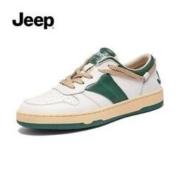 Jeep 吉普 新款潮鞋皮质板鞋男鞋男士百搭小白鞋时尚户外运动休闲鞋