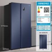 海尔（Haier）538升对开门冰箱无霜变频超薄双变频一级能效分层多路送风国潮蓝釉超大容量 【净味健康原鲜】BCD-538WGHSSEDBL