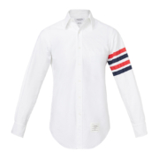 汤姆·布朗 THOM BROWNE 男士白色棉质红蓝织带衬衫 MWL319A 06177 100 2