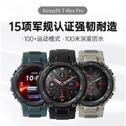 Amazfit 跃我 T-Rex Pro 陨石黑 四星三模定位 100米防水 心率监测 18天长续航智能运动手表男女华米科技出品