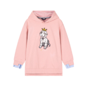 HAZZYS童装哈吉斯女童卫衣儿童连帽卫衣女春秋新品中大童连帽纯色休闲卫衣 橙粉色 160cm
