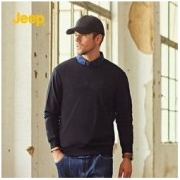 Jeep 吉普 卫衣男秋季款帅气2021新款男士无帽长袖T恤男款圆领纯棉