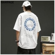 RAMPAGE 潮牌立体字母印花纯棉t恤男夏季潮流宽松圆领重磅体恤上衣