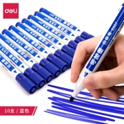得力(deli)可加墨白板笔 可擦易擦 10支蓝 办公用品