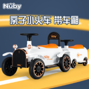 Nuby/努比儿童电动车四轮可坐玩具汽车儿童电动车双人大人可坐小孩男女宝宝电瓶车 车头+1节车厢【双驱+早教】