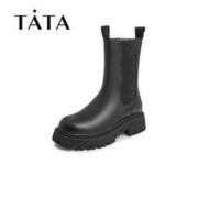 TATA 他她 冬商场同款时尚拼接切尔西靴方跟女靴新款YEL01DZ1