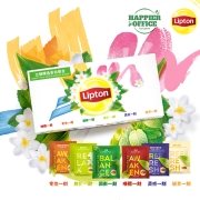 立顿Lipton 红茶 茉莉花茶乌龙茶绿茶 礼盒装 办公室酒店 独立袋泡茶包镀铝包 六口味 80包153g