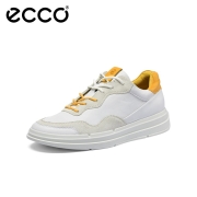 ECCO爱步休闲鞋女 新款拼色软面牛皮板鞋百搭小白鞋女 柔酷X420403 白色/橙色/灰色42040352633 38(鞋码偏大，建议拍小一码)
