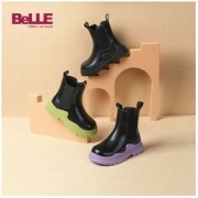 BeLLE 百丽 女童马丁靴加绒保暖时装靴冬新款防滑洋气百搭公主靴单靴短靴