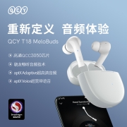 QCY T18 MeloBuds 真无线蓝牙耳机高通3050芯片 蓝牙5.2模式 4麦降噪  全手机通用 釉白