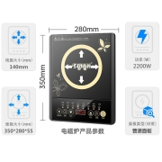 半球（PESKOE） 电磁炉家用防水爆炒一体电池炉智能定时火锅炉多功能套装触屏电磁灶2200W大功率 触屏金色单电磁炉