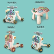 活石 婴儿玩具四合一学步车手推车儿童玩具多功能早教桌游戏桌宝宝学走路防o型腿助步车礼盒装儿童节礼物 四合一学步车+游戏桌+滑行车+滑板车【绿色】