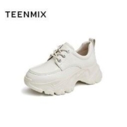 TEENMIX 天美意 增高单鞋女厚底英伦皮鞋耐磨运动休闲鞋2022秋新款NYL16CM2