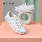 斯凯奇skechers低帮帆布鞋女板鞋子女士厚底休闲运动黑白色百搭学生66666131 白色/WHT(女款) 38 建议选择小半码