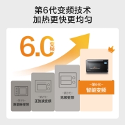 美的（Midea）家用微波炉 智能微烤一体机 900W变频大平板速热 湿度感应  23L一级能效 微碳系列PC23M6W