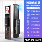 飞利浦（PHILIPS） 指纹锁 智能门锁家用防盗门密码锁可视猫眼带监控摄像头电子锁DDL301 红古铜+可视猫眼+临时密码