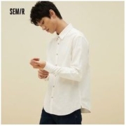 Semir 森马 男友风潮休闲男装合体色织牛津纺拉绒净色衬衫101721105189