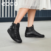 ECCO爱步高帮休闲鞋 软面牛皮运动高帮绑带鞋子女 柔酷2号206523 黑色20652356723 37