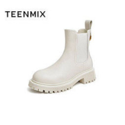 TEENMIX 天美意 切尔西短靴女松糕底烟筒靴防滑耐磨短靴2022秋新款NQX01CD2