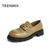 TEENMIX 天美意 2022春新款复古英伦学院金属扣厚底乐福鞋女单鞋母亲节