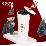 COSTA保温吸管杯男女士高颜值大容量304不锈钢水杯可爱萌趣杯子