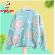 SNOOPY 史努比 女童毛衣水貂绒2022新款洋气加绒加厚中大童套头冬装打底衫