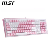微星（MSI） GK50Z 终结者 有线机械键盘 RGB电竞游戏键盘 办公电脑键盘  吃鸡键盘 GK50Z PIXEL 粉嘟嘟【个性拼色】 青轴