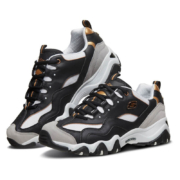 斯凯奇Skechers男子金属风休闲运动鞋厚底老爹鞋666106 黑色/金色BKGD 42.0