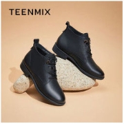 TEENMIX 天美意 英伦马丁靴女保暖冬新款商场同款复古方跟女短靴时装靴