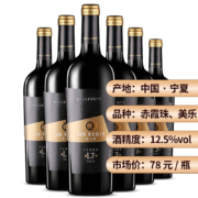 宁夏红酒 类人首L7赤霞珠干红葡萄酒750ml*6支整箱装 超市自营 贺兰山东麓产区