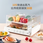 京东京造 电蒸锅 电蒸箱家用双层 蒸汽锅蒸笼小型透明多功能大容量蒸锅电蒸锅家用蒸箱 电锅多功能锅电热锅