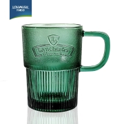 乐唯诗 墨绿带把玻璃水杯大容量原色玻璃ins风吸管杯一盖两用啤酒咖啡杯 兰特杯【裸杯*1】
