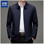 ROMON 罗蒙 夹克男秋季新款时尚中老年人休闲外套纯色薄款休闲方领外套