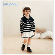 jellybaby 杰里贝比 女童针织衫儿童条纹上衣女孩秋装一岁宝宝套头打底毛衣冬