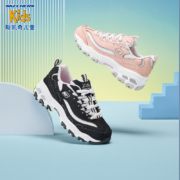 Skechers斯凯奇童鞋女童运动鞋经典复古熊猫鞋秋冬老爹鞋中大童舒适耐磨时尚儿童休闲鞋80587L 黑色/白色/BKW 36