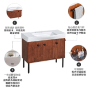 科勒（KOHLER）浴室柜利奥浴室柜组合挂墙多功能室柜洗漱台浴室家具 1m浴室柜深原木+亲悦盆+毛巾+撑脚