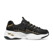 Skechers斯凯奇虎年系列虎头鞋2021新冬款女鞋运动时尚耐磨百搭老爹鞋896069 黑色/金色/BKGD 35