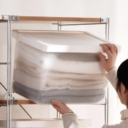 百露收纳箱塑料衣服加厚家用整理箱大号衣柜收纳盒玩具储物箱子 新款透明磨砂款大号单个