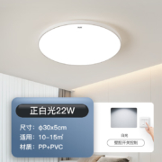 奥克斯（AUX） 卧室灯具LED客厅灯吸顶灯餐厅灯现代简约阳台灯 单色白光22瓦【三防灯】30cm适15平内