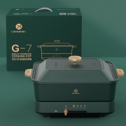 利仁 （Liven）电煮锅电炒锅电火锅家用火锅锅多用途小电锅多功能料理锅宿舍煮面锅电热锅烤肉锅分体4.3L G-7